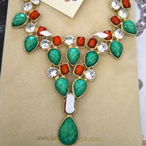 Elegant Green and Red Gemstone Necklace